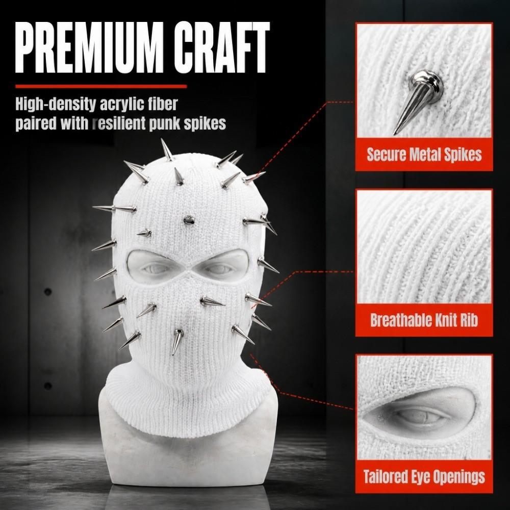 Spiked Knitted Rivet Hat Lightweight Pullover Knitted Hat Punk Style Full Face Mask Outdoor