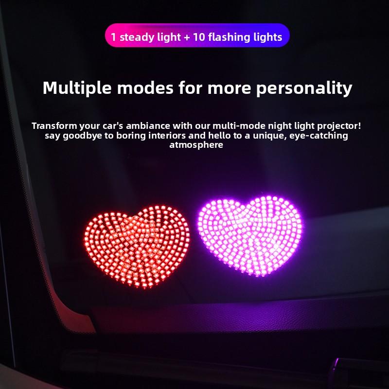Car LED Window Lights Interior Decoration Lights Glowing Heart Atmosphere Car Modification Neon Lights USB Wiring Car Decoration