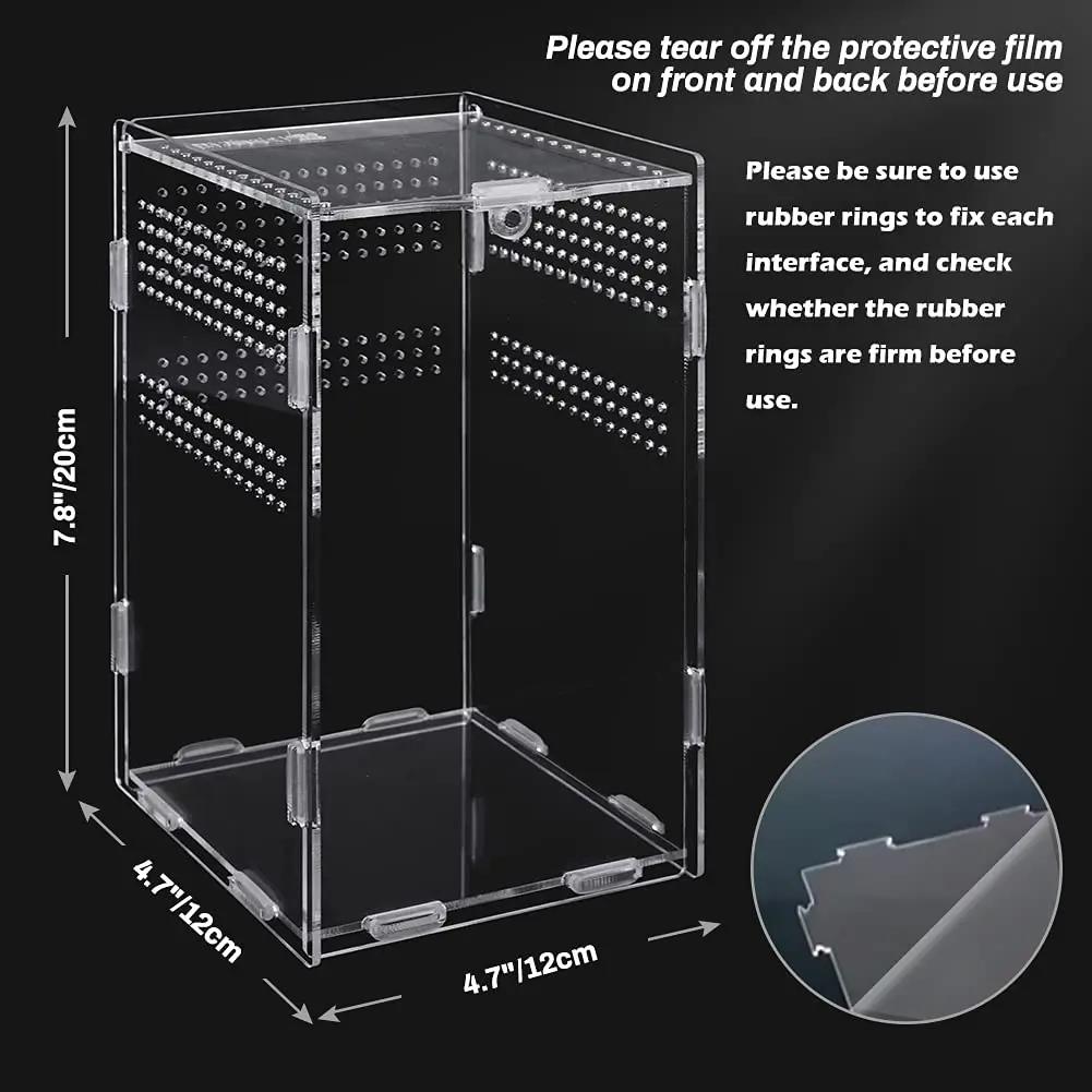 Magnetisk Akrylbur Nano Trelevende Tarantell Terrarium Reptilhabitat Oppdrettsboks for Edderkopp Skorpion Sling Isopoder