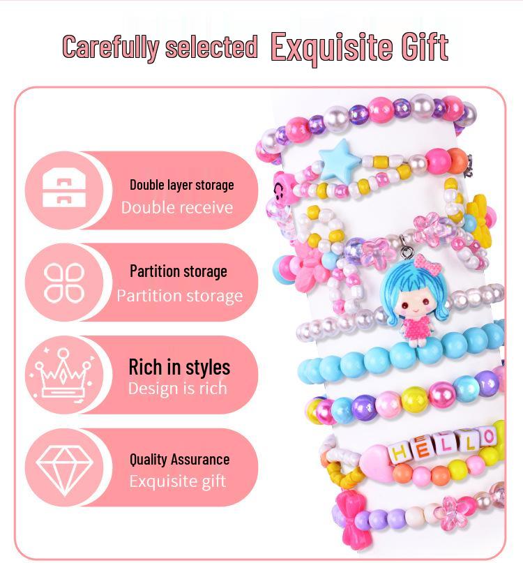 Children's DIY Beaded Bracelet Kit - Handmade Jewelry Set with Stringing Beads & Accessories
