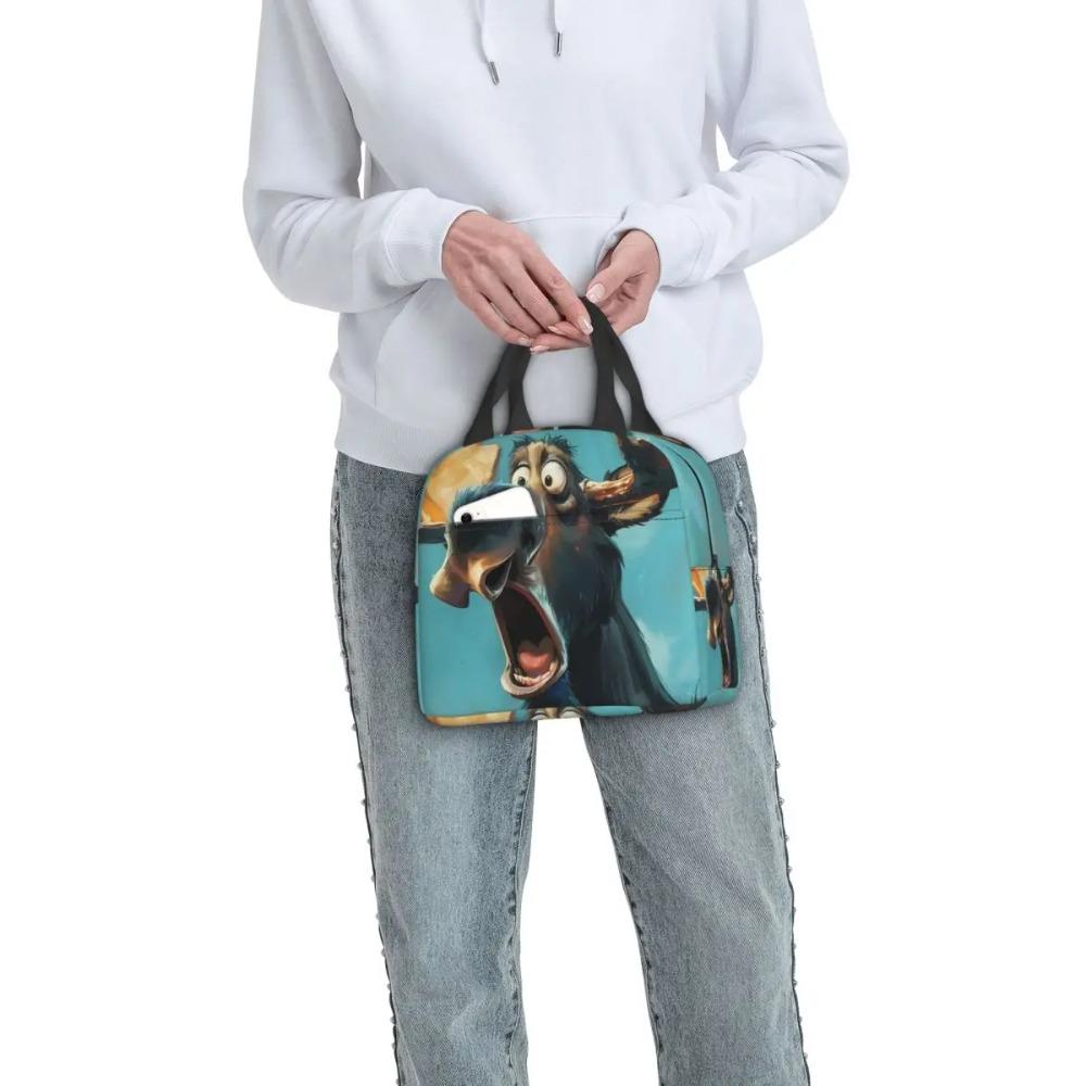 Cartoon Moose Oil Painting Insulated Lunch Bag for Women Children Portable Food Boxes Thermal Lunch Box Tote