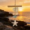 Seaglass Hanging Decoration Handmade Bohemian Coastal Nautical Starfish Sea Glass Art Home Office Beach House Wall Ornament Pendant