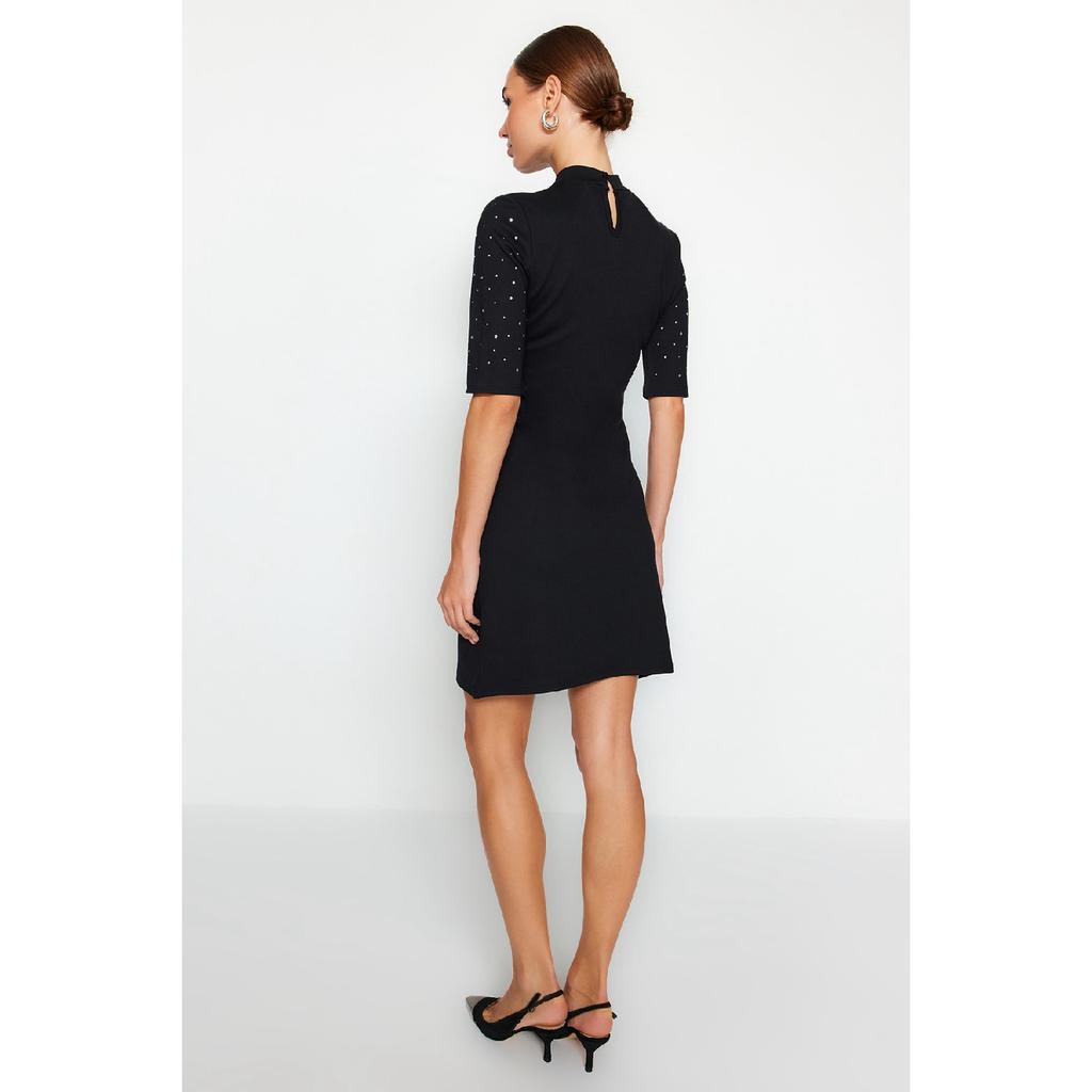 Mini rochie tricotată interlock cu detaliu piatră neagră Twoaw24el00395