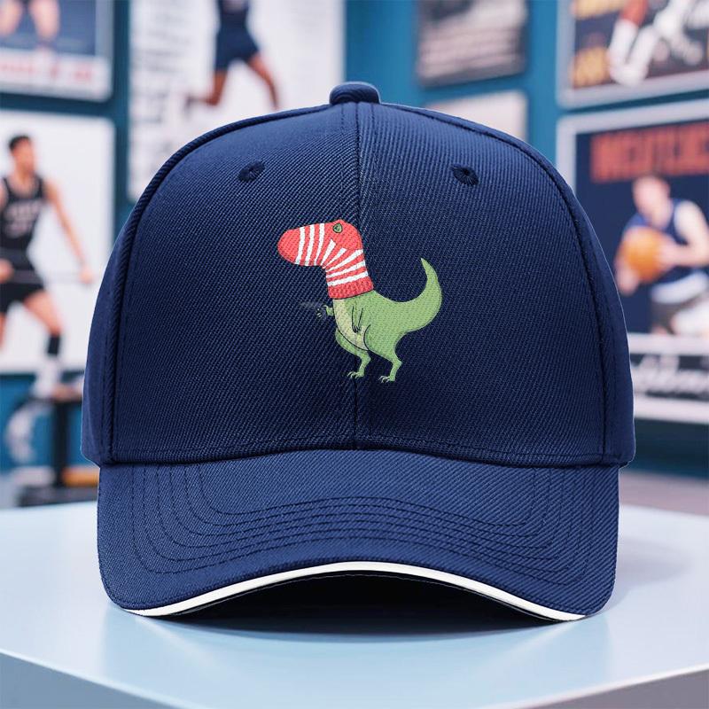 Lustige T-Rex-Dinosaurier-Baseballkappe mit rotem Sockenprint, atmungsaktive Polyester-Snapback-Mütze für Outdoor, Street Dance