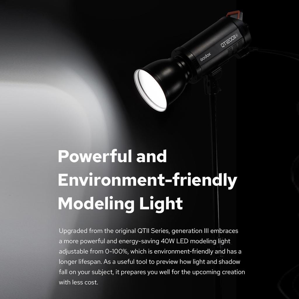 Godox QT1200IIIM 1200W High Speed Studio Flash Light GN105 1/8000s HSS 0.010.9S Quick Recycling