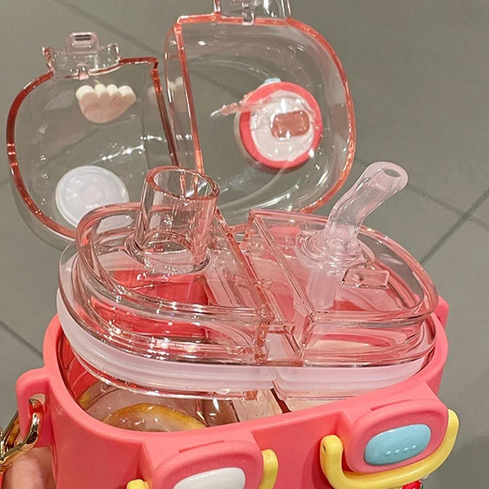 780ML Candy Colored Water Bottle Summer Children's Water Cup Double Cup High Beauty Sports Water Cup Straw Cup Kids Water Cup