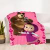1pc Masha Bear Outdoor Blanket Lightweight Flannel, Soft & Warm, All-Season Use for Sofa, Outdoor, Camping, Living Room045