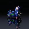MoreArt Suzuki Hayabusa Blue Rider Figure Hayabusa Blue and Green Motorcycle Cowboy Hot Girl Figure 1/64 & -