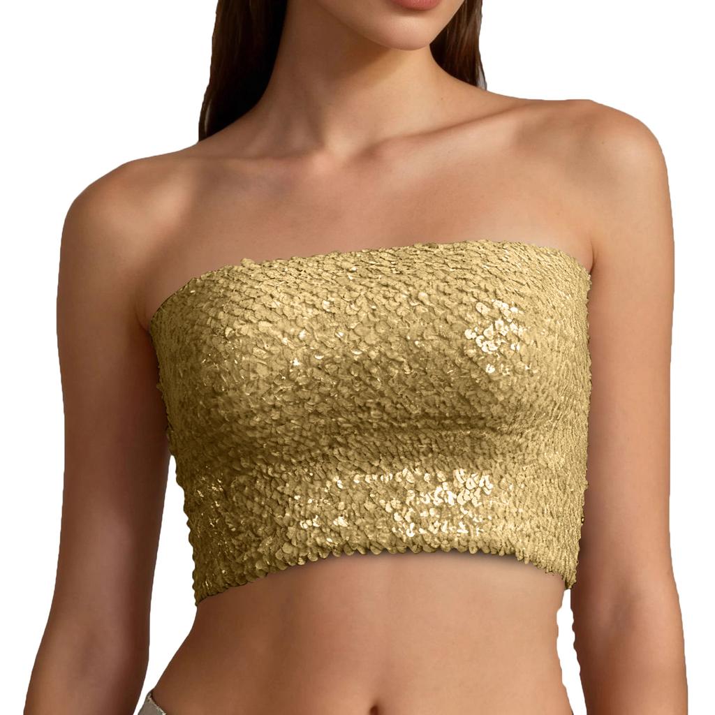 Women's Fashionable And Sexy Sequined Strapless Top