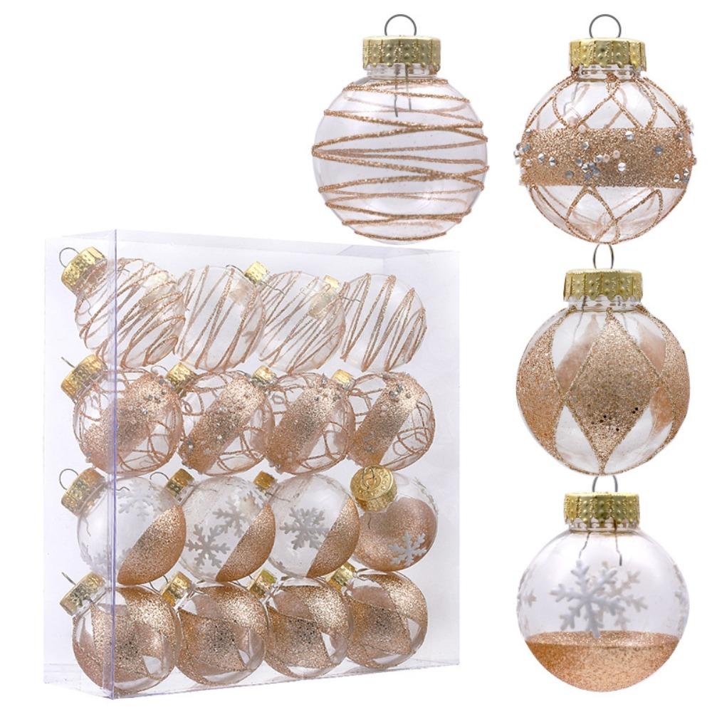 16pcs Plastic Christmas Ball Shatterproof Xmas Tree Hanging Ornament Christmas Spheres Pendant  Xmas