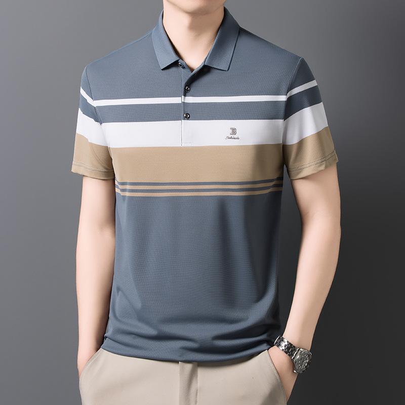 T-Shirt Men'S Heavy And Thin Embroidery Straight Lapel Collar Short-Sleeved Business Spot Simple And Handsome Bottoming Polo Shirt