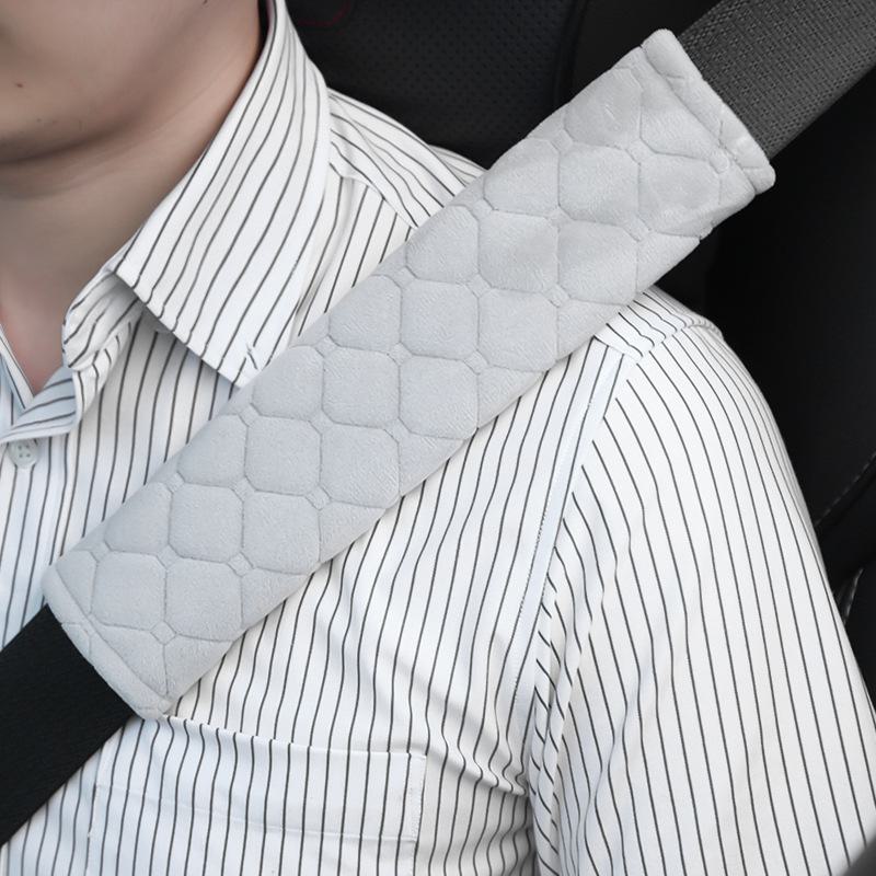 Plush Shoulder Guard for Car Seat Belts - Extended Length, Solid Color Velvet - Child Safety Strap Cover