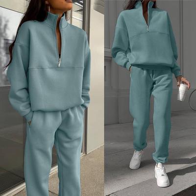 Autumn and Winter Women's Versatile Casual Fashion Thickened Sports Sweatshirt Warm Two-piece Suit