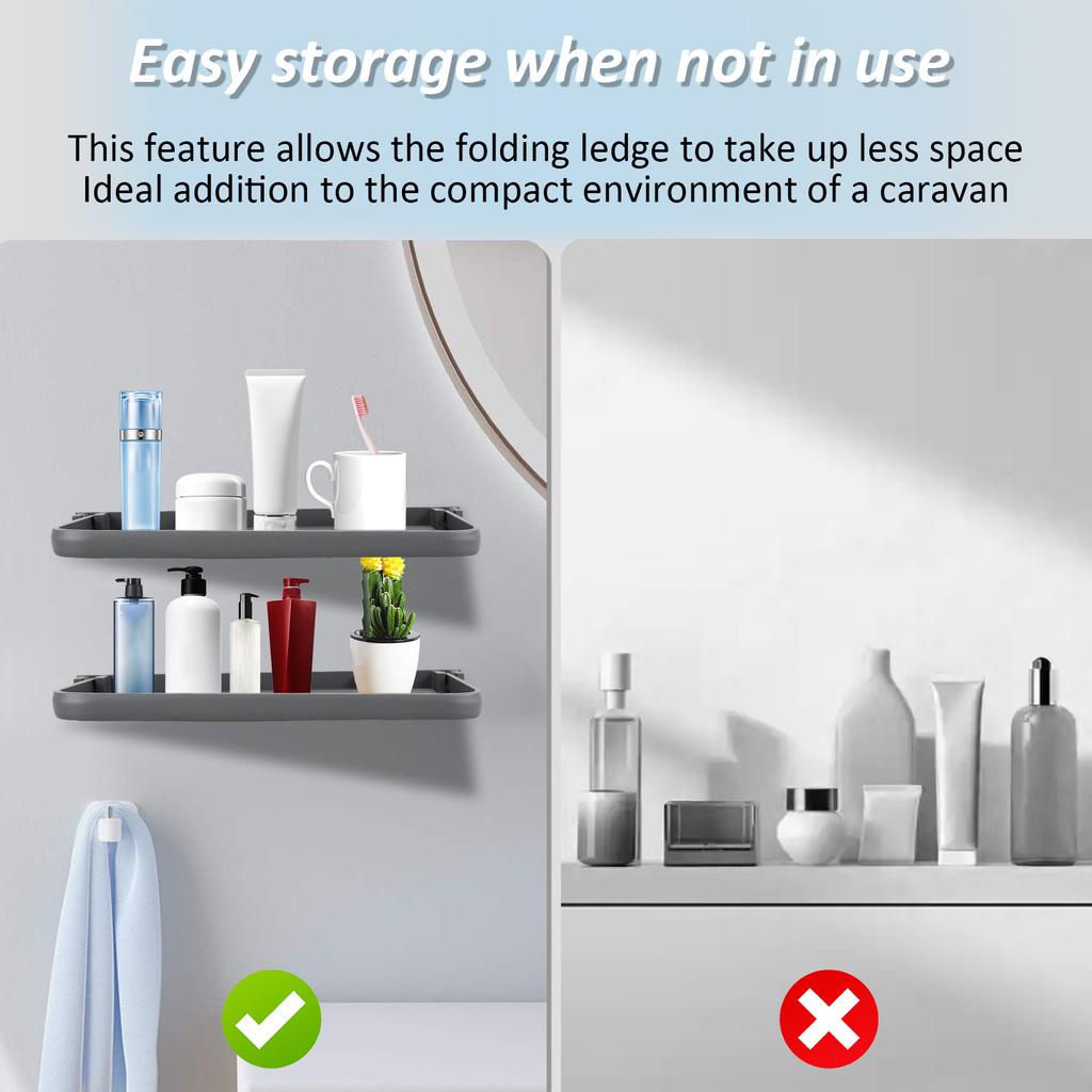 2Pcs RV Foldable Shelf Space Saving Organizer Aluminum Wall Storage Rack RV Floating Shelf Easy To Install Car Accessories