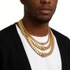 Hip Hop Bling Gold Cuban Link Chain Necklace For Men, Rapper Style Tank Chain Jewelry, Trendy Whip Chain Necklace