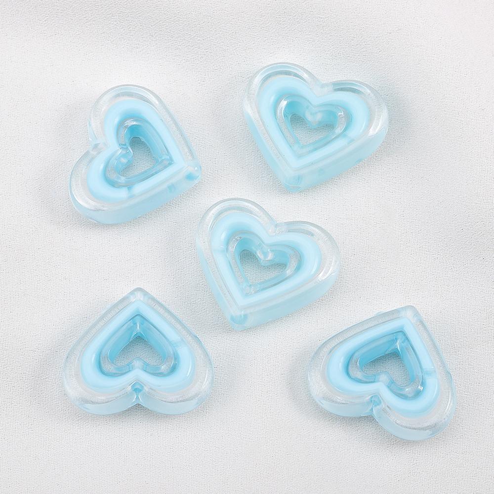 Transparent Multi Color Heart Shape Beads Bracelet Spacer Acrylic Hollow Love Charms Necklace Bracelet DIY Jewelry Accessories