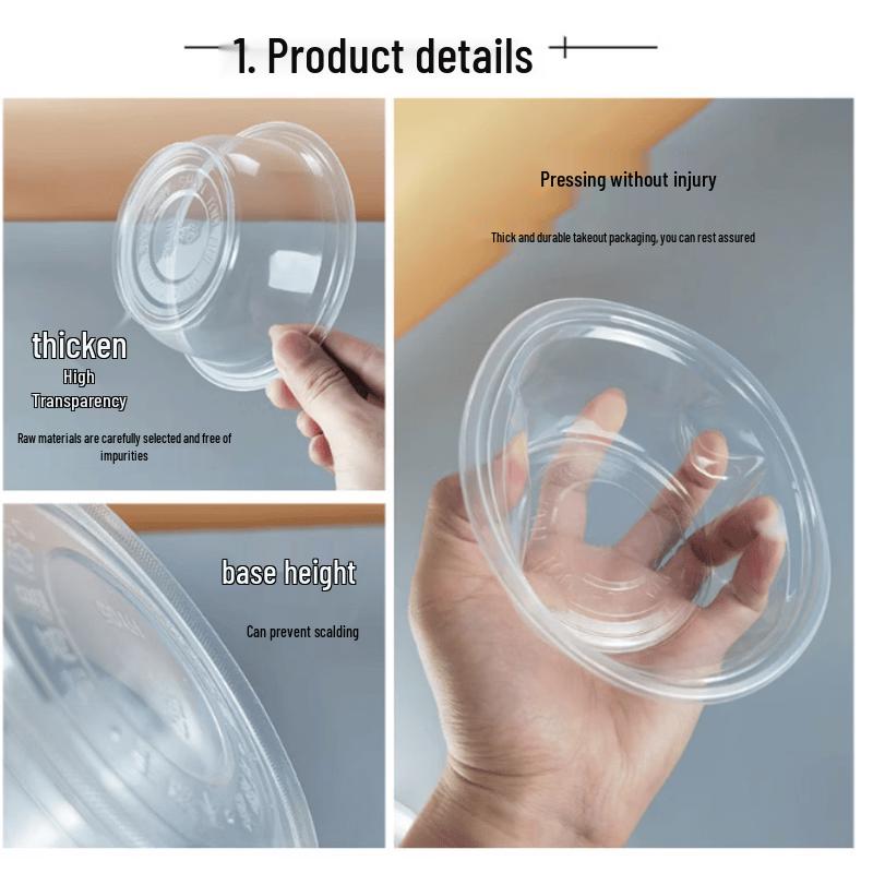 Thickened Disposable Food Storage Bowls with Lids
