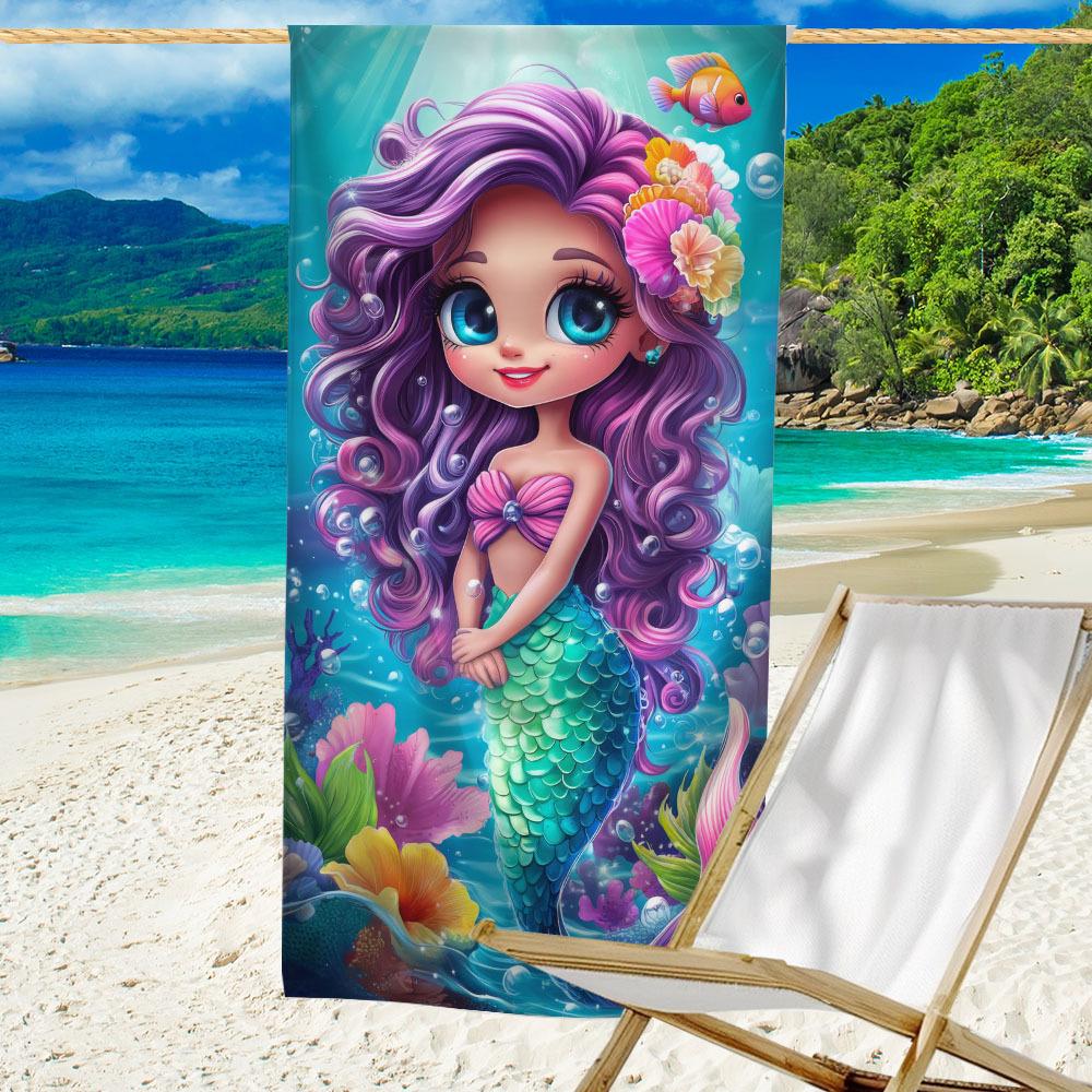 

Mermaid Beach Towel – Quick-Dry, Lightweight Microfiber Travel Blanket, 100% Polyester, Machine Washable, for Beach & Holidays W40*H60(CM)