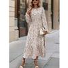 Sweet Spring & Fall New Arrival Fashion Round Neck Small Floral Fashion Elegant Ruffle Long Sleeves Dress Dress Dress Dress