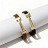 Minimalist Geometric PU Leather Flat Rope Bracelet Women Men Zinc Alloy Electroplated Brown Black Fashion Accessory