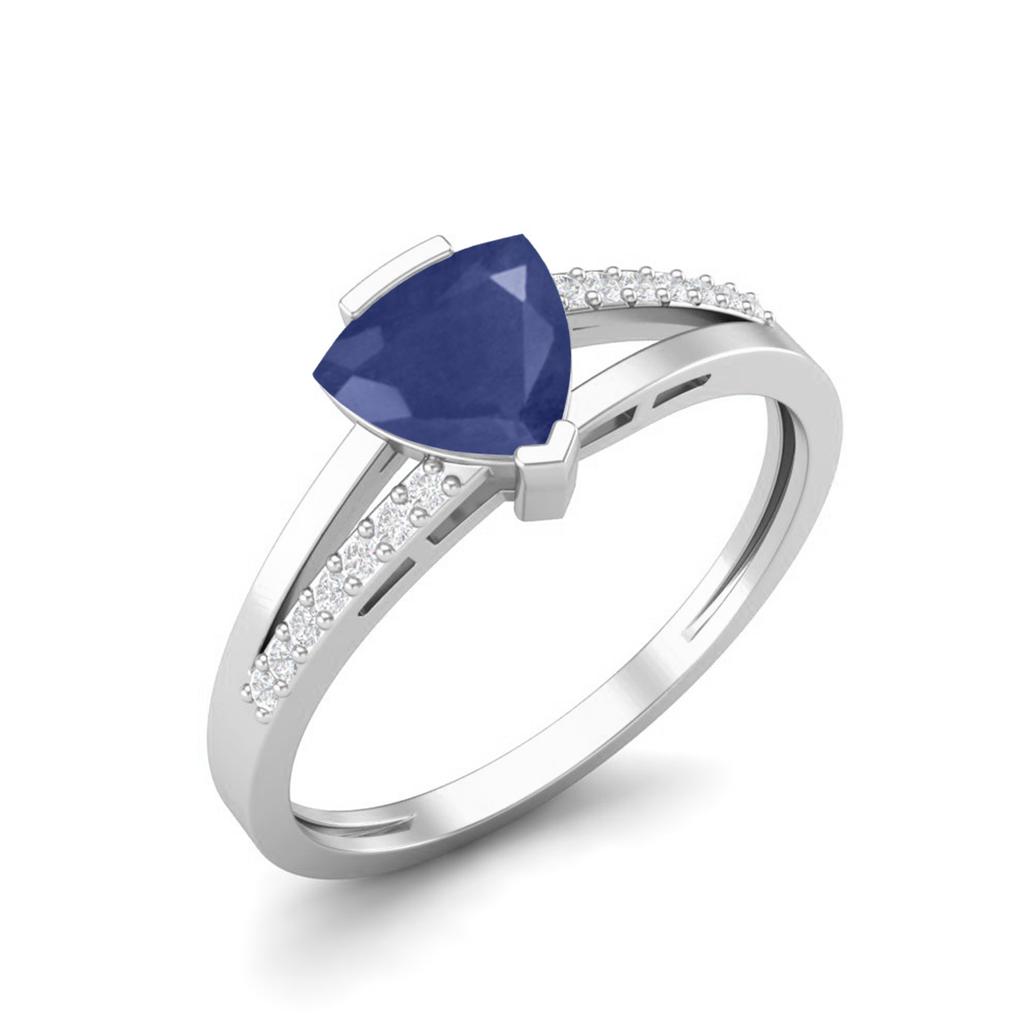 1.02 Cts Trillion Blue Sapphire Solitaire 925 Sterling Silver Split Shank Women Anniversary Ring