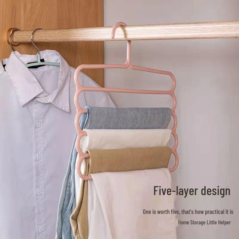 Five-Layer Anti-Slip Multi-Functional Clothes and Pants Hanger for Dormitory Wardrobe