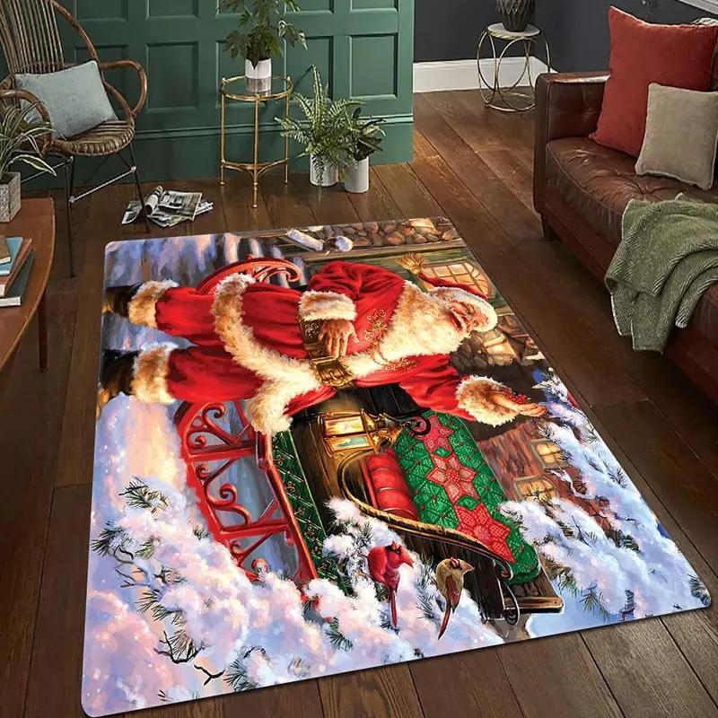 

Christmas Santa Claus Carpet Large Area Rugs for Living Room Bedroom Anti-slip Floor Mat Sofa Table Decor 40x60cm 16x24inch