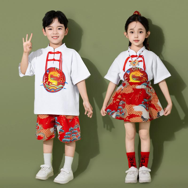 June 1 Children's Cheerleading Team Performance Chinese Style Hanfu Boys and Girls Horse Skirt Poetry Recitation Group Performance