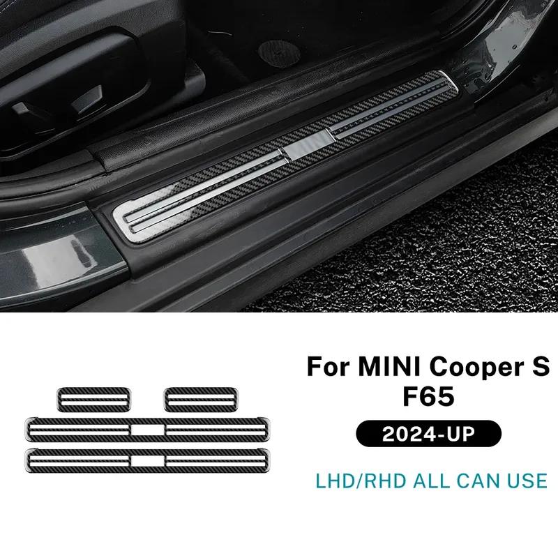 Real Soft Carbon Fiber Car Door Sills Protector Sticker for BMW Mini Cooper F65 2024 2025 Accessories Decal Styling
