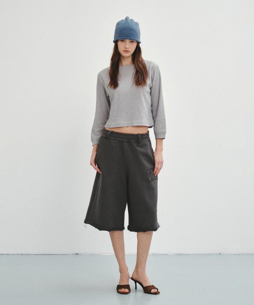 Cita Waffle Semi Crop T-Shirt_Ctt3003(Grey)