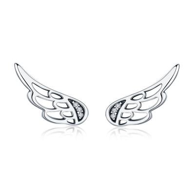 Sterling Silver Wing Earrings Simple S925 Silver Stud Earrings