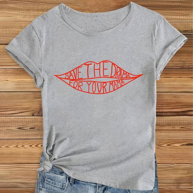 

Модная женская футболка с принтом сексуальных губ и черепа, забавная повседневная футболка с круглым вырезом и короткими рукавами, летняя женская футболка 8XL серый