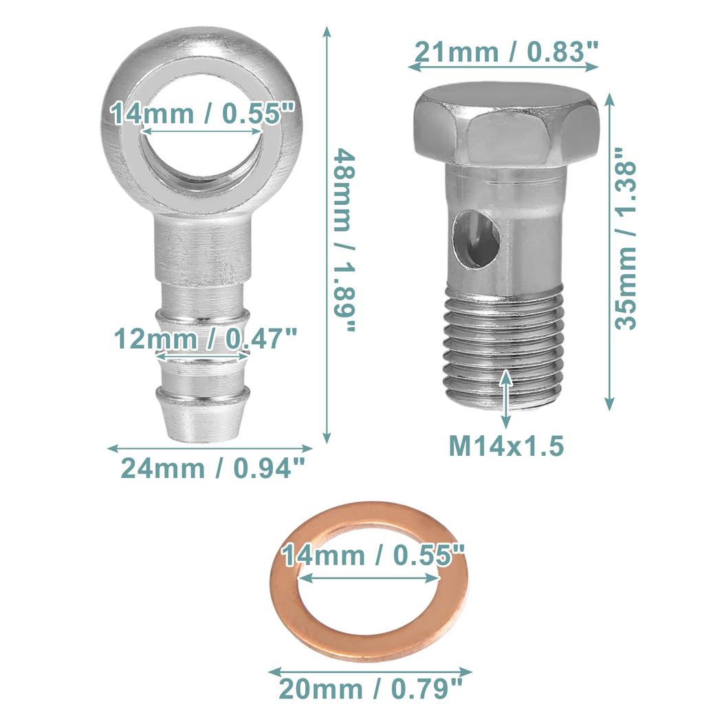 ACROPIX Banjo Bolt Hose Barb Fittings Banjo Fittings Fuel Line with Screw Washers for