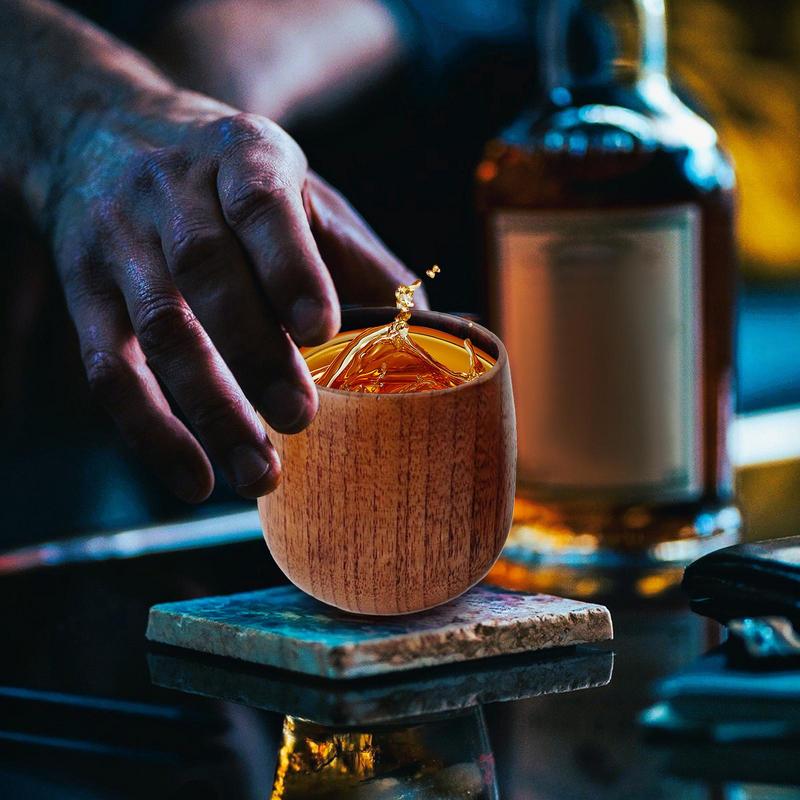 Wooden Whiskey Cup Rustic Charred Whiskey Cup Small wine glass solid wood water cup Home Decoration for Whiskey Lovers