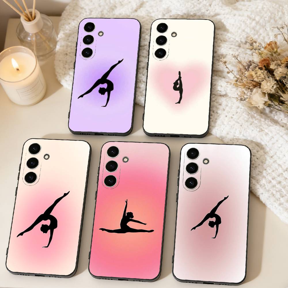 GYM Girl Gymnastic Phone Case For Samsung Galaxy A73,A72,A71,A70,A53,A52,A51,Soft Silicone Black Cover
