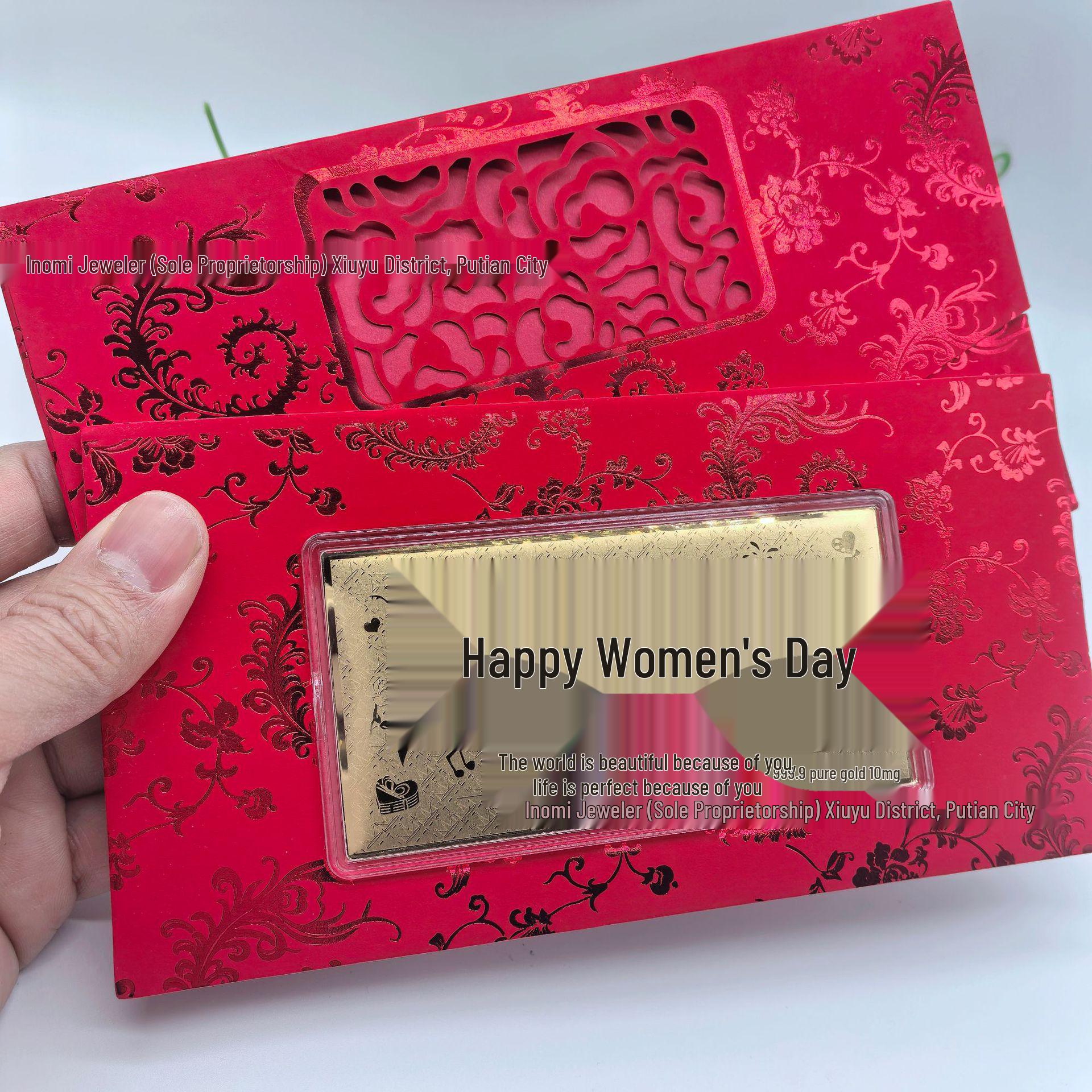 Gold Banknote Red Envelope: 10mg Gold Happy Birthday & Wedding Qixi Gift Souvenir 10mg Gold