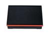 Wakaizumi Long Bento Box with Striped Pine and Black 5 Vermilion and Black Lacquerware, A-size 11-inch Rim, Compartments, Top. (Items Listed 1-369-3,