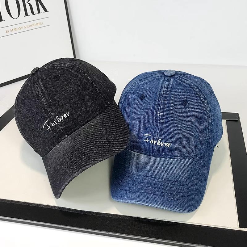 Unisex Washed Denim Snapback Dad Hat - Casual Baseball Cap With Embroidered Letters Vintage Women Men's Cap New