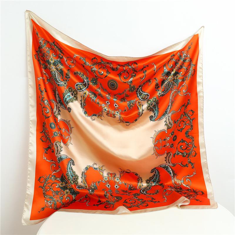 Satin silk scarf ethnic headscarf cashew print scarf imitation silk square scarf 91cm large silk scarf shawl