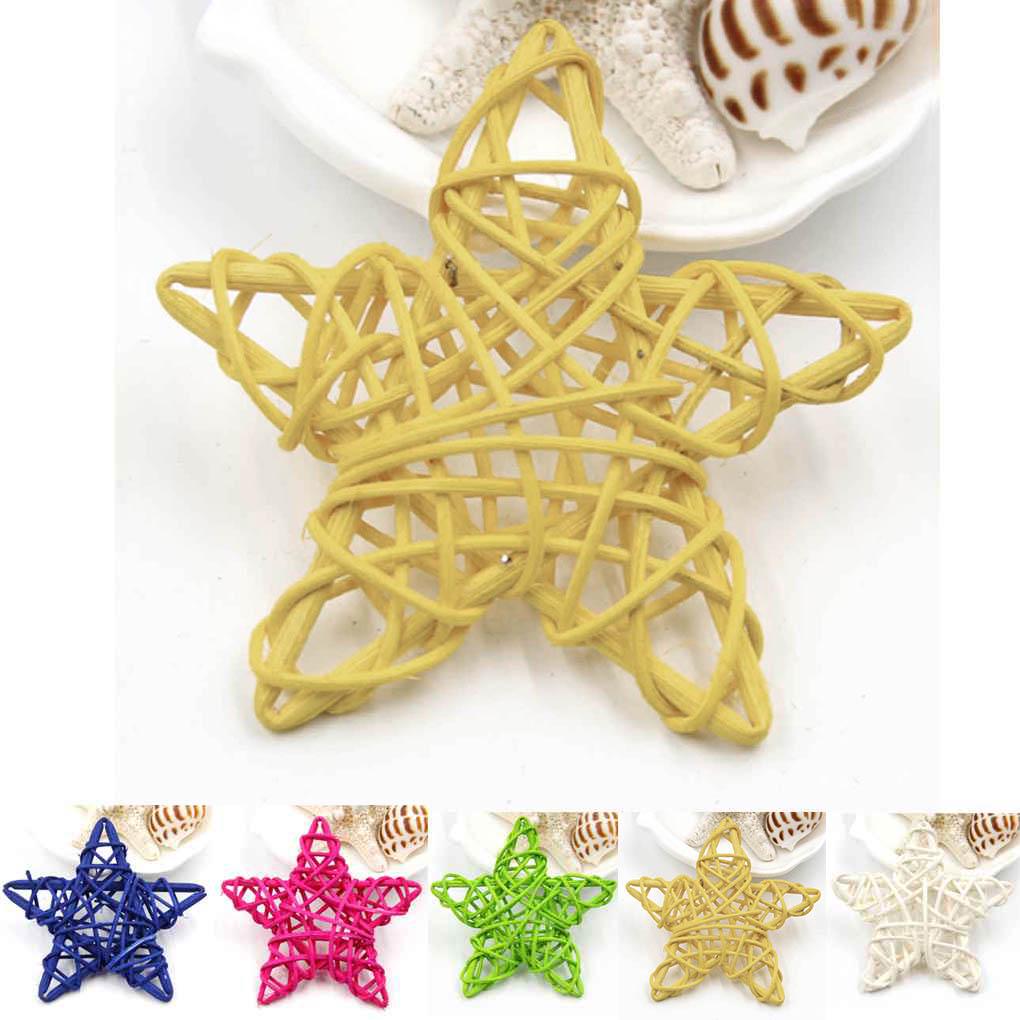 5X Lovely Rattan Star Ornaments Christmas Birthday Party Decorations 6CM