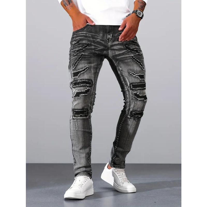 Men's Skinny Fit Gray Stretch Denim Jeans Long Pants Casual Pants Casual Everyday Outfit