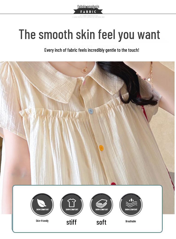 Korean-Style Petite Maternity Summer Set with Ruffle Doll Top & Belly Support Shorts