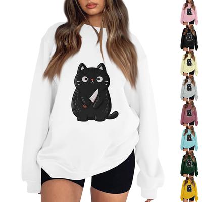 Women's Pullover Dropped Shoulder Halloween Print Sports Sweatshirt Top