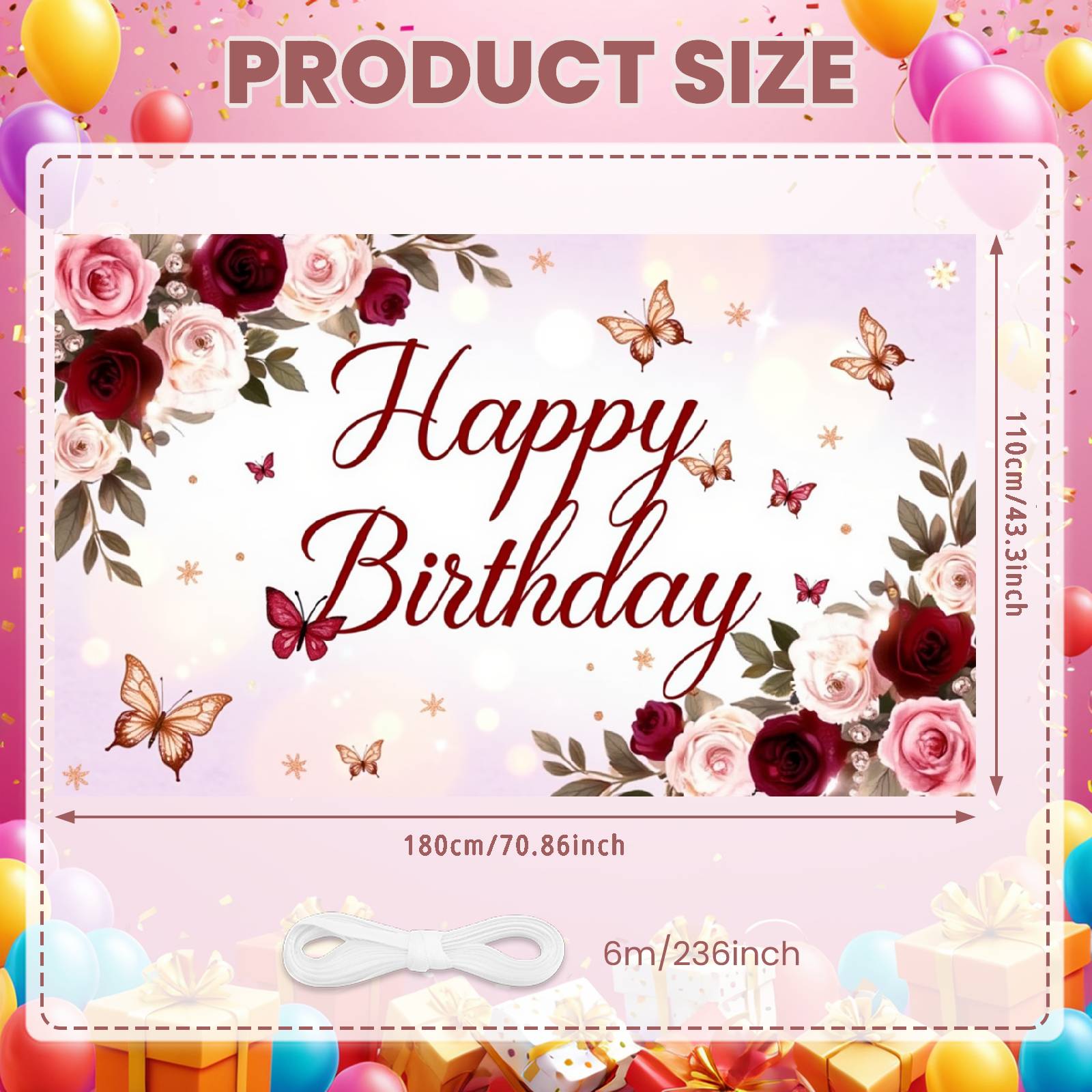 Birthday Celebration Banner Red Butterfly Background Banner Butterfly Birthday Event Banner For Family Gathering Birthday