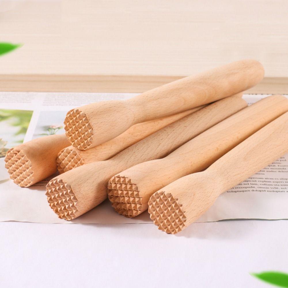 Sturdy Beech Wood Muddler Food Safe Long Handle Fruit Tea Pounding Stick Wear-resistant Heavy Duty Wooden Fruit Tea Muddler