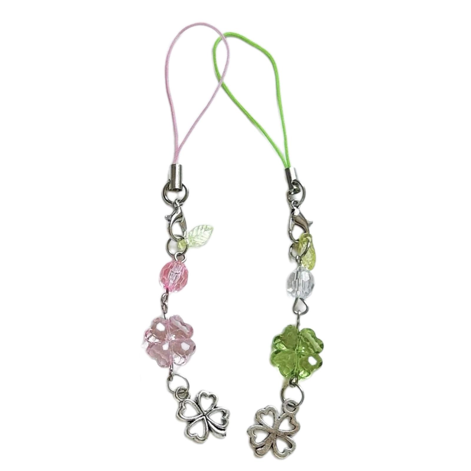 

Durable Four Leaf Clover Mobile Chain Four Leaf Clover Bead Phone Embellishment Gift of Luck for Friends and Family