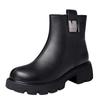 Winter Women Shoes Round Toe Chunky Heel Boots  Leather Shoes for Women Warm Wool Snow Boots Zipper Platform Shoes Wome