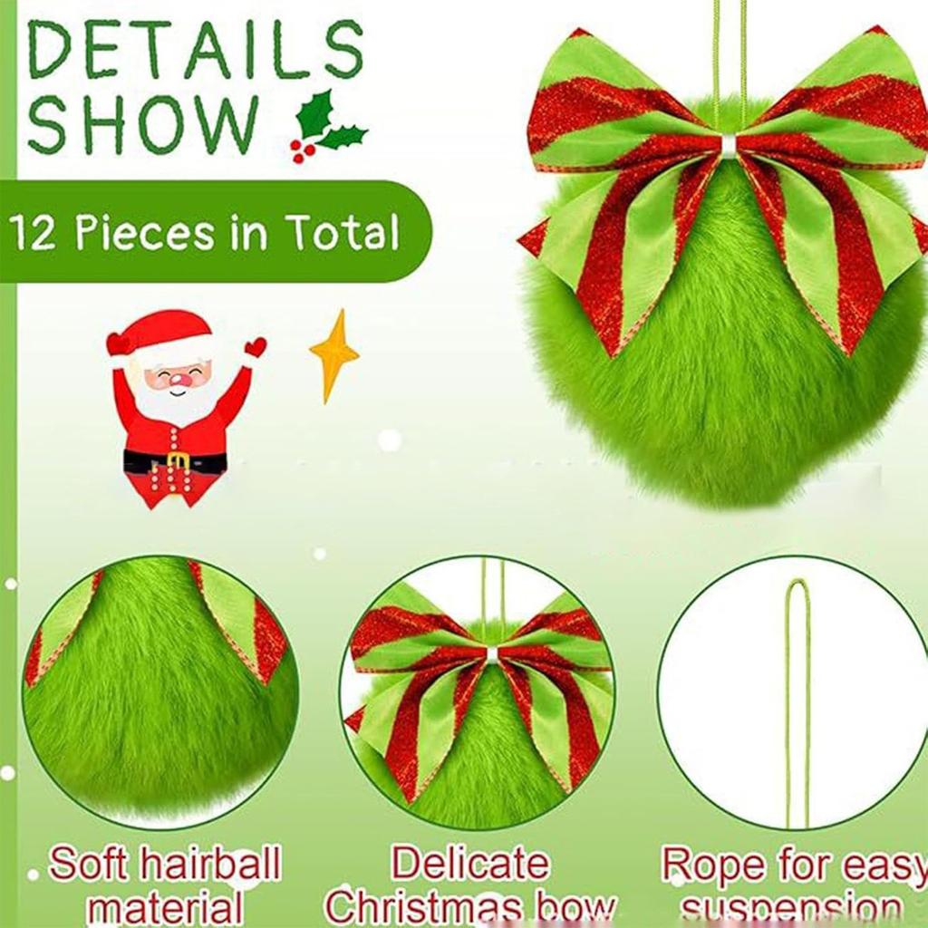 Bowknot Little Plush Ball Christmas Decoration Hanging Plush Ball Festive Atmosphere Display.