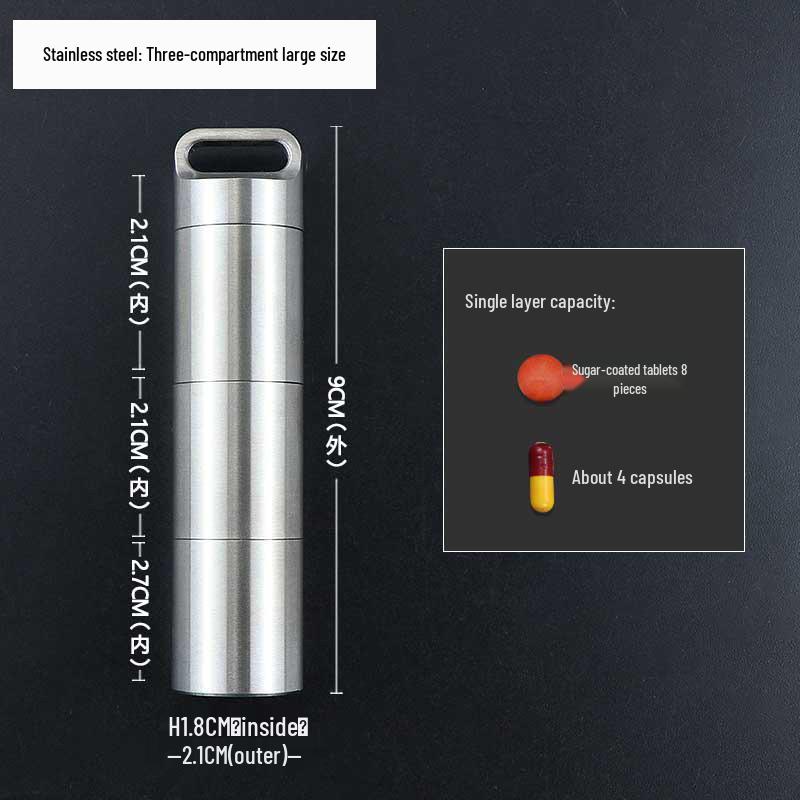 Waterproof Stainless Steel Mini Pill Box - Portable, Moisture-Proof Travel Medication Container