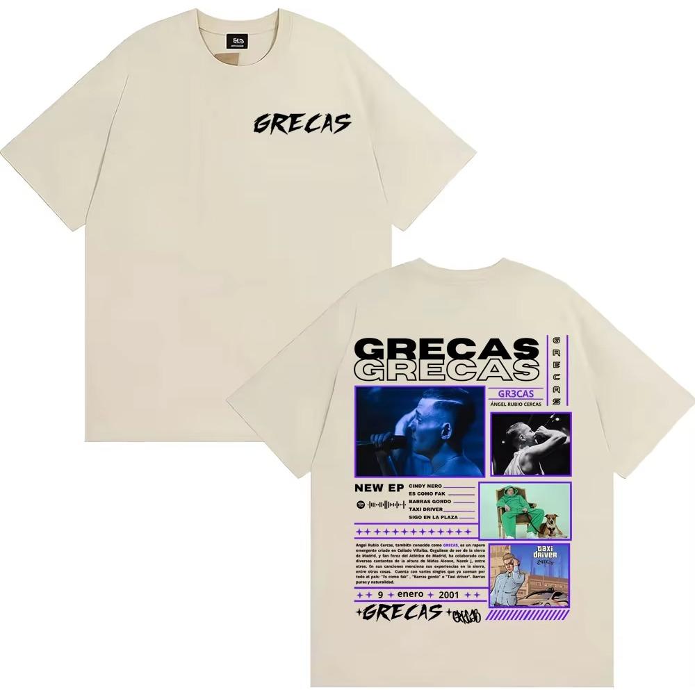 Rapper Grecas Album Tour 2026 Cover Tshirts Mens Clothing Fashion Vintage Hip Hop T Shirts Comfort Cotton Short Sleeve Tshirt